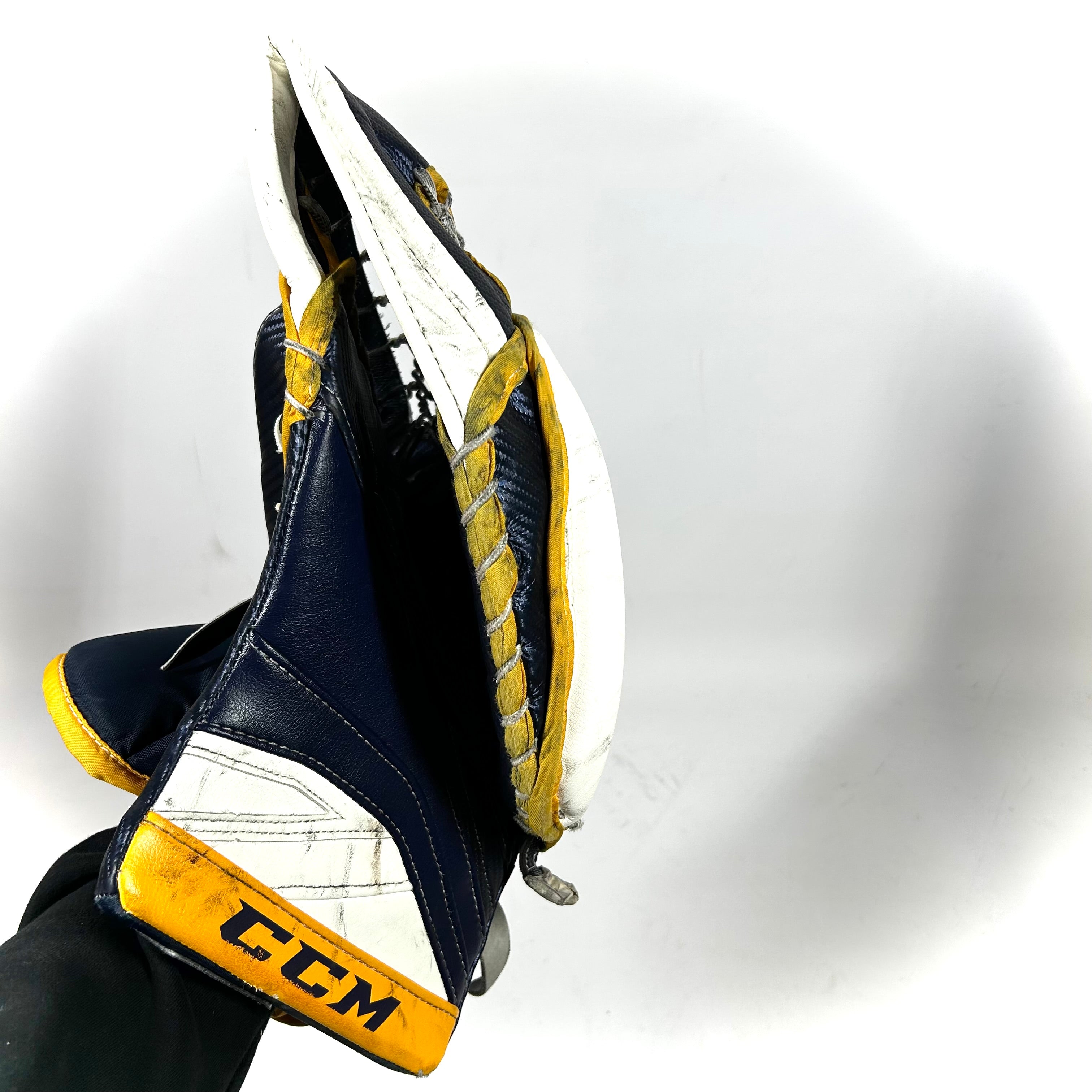CCM Premier II - Gant de gardien de but Pro Stock d'occasion (bleu marine/jaune)
